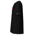 Black streetwear tee with red lion graphic and tribute text honoring Persian heroes for freedom