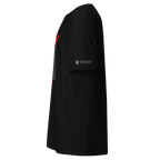 Black t-shirt with red and white text honoring Persian heroes, featuring Lion & Sun emblem.