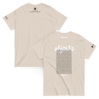 Beige Persian heritage t-shirt with Lion & Sun logo and Farsi text, modern streetwear design