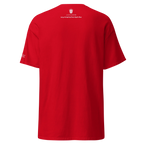 Red t-shirt with Persian text and lion emblem, modern streetwear design