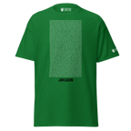 Green Persian-inspired streetwear jersey with text and Lion & Sun emblem, symbolizing heritage and resilience.