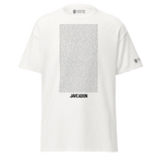 White t-shirt with Persian text and 'JAVEADON' branding, inspired by Persian heritage and modern streetwear design.