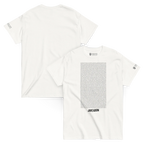 White Javeadon t-shirt with Persian heritage text and Lion & Sun logo, modern streetwear design